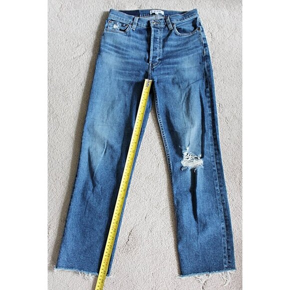 Re/Done 70s Stove Pipe High Waist Jeans in color Worn Blue - size 27 - Picture 8 of 10